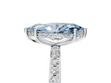White gold Fancy Blue Marquise Cut Diamond Solitaire Ring with Pavé Band and Hidden Halo_37