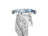 White gold Fancy Blue Marquise Cut Diamond Solitaire Ring with Prong Setting and Twisted Pavé Band_17