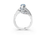 White gold Fancy Blue Marquise Cut Diamond Solitaire Ring with Prong Setting and Twisted Pavé Band_3