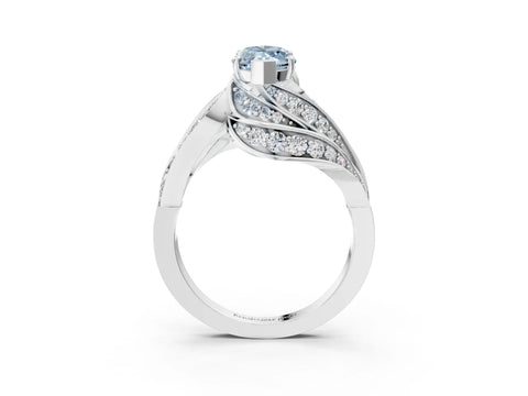 White gold Fancy Blue Marquise Cut Diamond Solitaire Ring with Prong Setting and Twisted Pavé Band_3