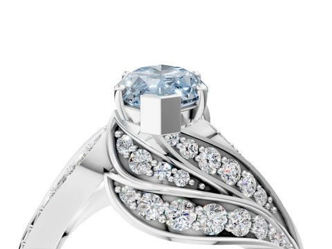 White gold Fancy Blue Marquise Cut Diamond Solitaire Ring with Prong Setting and Twisted Pavé Band_4
