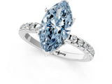 White gold Fancy Blue Marquise Cut Diamond Solitaire Ring with Round  Pavé Band and Four-Prong Setting_61