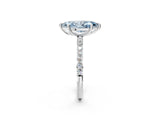 White gold Fancy Blue Marquise Cut Diamond Solitaire Ring with Round  Pavé Band and Prong Setting_136