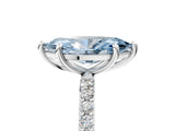 White gold Fancy Blue Marquise Cut Diamond Solitaire Ring with Round  Pavé Band and Prong Setting_140