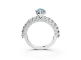 White gold Fancy Blue Marquise Cut Diamond Solitaire Ring with Shared Prong Pavé Band and Four-Prong Setting_75