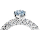White gold Fancy Blue Marquise Cut Diamond Solitaire Ring with Shared Prong Pavé Band and Four-Prong Setting_76