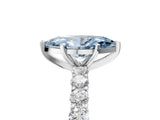 White gold Fancy Blue Marquise Cut Diamond Solitaire Ring with Shared Prong Pavé Band and Four-Prong Setting_77