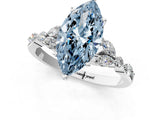 White gold Fancy Blue Marquise Cut Diamond Solitaire Ring with Side Stones and Four-Prong Setting_105