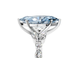 White gold Fancy Blue Marquise Cut Diamond Solitaire Ring with Side Stones and Four-Prong Setting_109