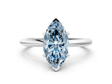 White gold Fancy Blue Marquise Cut Diamond Solitaire Ring with Six-Prong Setting and Classic Band_285