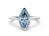 White gold Fancy Blue Marquise Cut Diamond Solitaire Ring with Six-Prong Setting and Classic Band_291