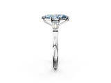 White gold Fancy Blue Marquise  Cut Diamond Solitaire Ring with Tapered Baguette Accents and Four-Prong Setting_90