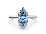 White gold Fancy Blue Marquise Cut Diamond Solitaire Ring with Thin Band and Prong Setting_35