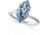 White gold Fancy Blue Marquise Cut Diamond Solitaire Ring with Thin Band and Prong Setting_36