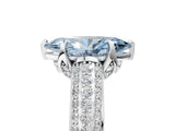 White gold Fancy Blue Marquise Cut Diamond Solitaire Ring with Three-Row Pavé Band and Four-Prong Setting_54