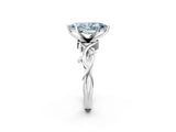 White gold Fancy Blue Marquise Cut Diamond Solitaire Ring with Twisted Band and Prong Setting_334