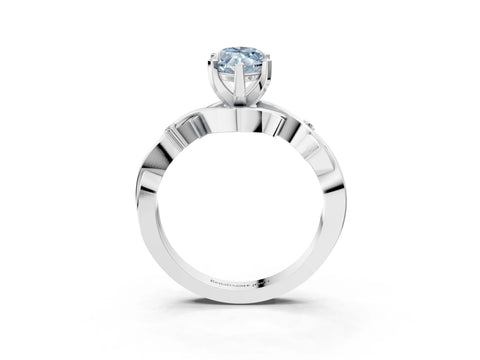 White gold Fancy Blue Marquise Cut Diamond Solitaire Ring with Twisted Band and Prong Setting_340