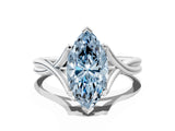 White gold Fancy Blue Marquise Cut Diamond Solitaire Twist Band Prong Setting Ring_79
