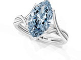 White gold Fancy Blue Marquise Cut Diamond Solitaire Twist Band Prong Setting Ring_80