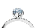 White gold Fancy Blue Marquise  Cut Diamond Solitaire with Pave Band and Four-Prong Setting 4