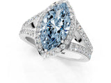 White gold Fancy Blue Marquise Cut Diamond Split Shank Halo Ring with Four-Prong Setting_69