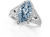 White gold Fancy Blue Marquise Cut Diamond Split Shank Halo Ring with Four-Prong Setting_83