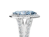 White gold Fancy Blue Marquise Cut Diamond Split Shank Halo Ring with Four-Prong Setting_99
