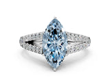 White gold Fancy Blue Marquise Cut Diamond Split Shank Pavé Engagement Ring with Four-Prong Setting_94