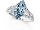 White gold Fancy Blue Marquise Cut Diamond Split Shank Pavé Engagement Ring with Four-Prong Setting_95