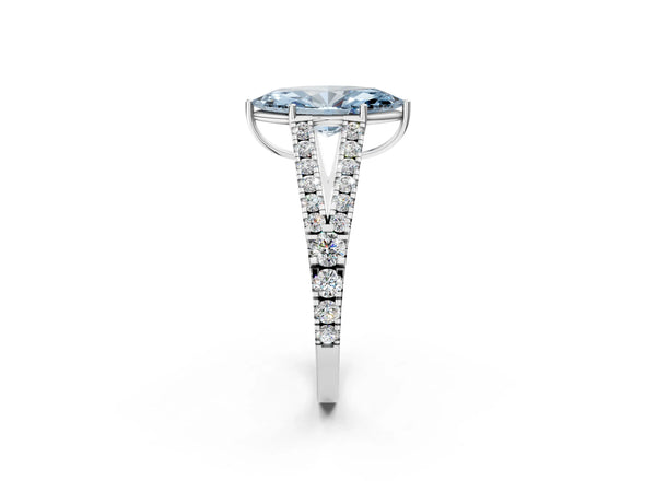 Platinum Marquise Graduated Split Shank Engagement Ring Setting for Fancy Blue Center