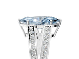 White gold Fancy Blue Marquise Cut Diamond Split Shank Ring with Pavé Band and Four-Prong Setting_102