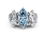 White gold Fancy Blue Marquise Cut Diamond Three-Stone Ring with Channel Set Band and Four-Prong Setting_64