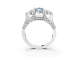 White gold Fancy Blue Marquise Cut Diamond Three-Stone Ring with Channel Set Band and Four-Prong Setting_67