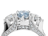 White gold Fancy Blue Marquise Cut Diamond Three-Stone Ring with Channel Set Band and Four-Prong Setting_68