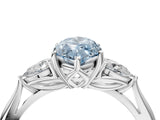 White gold Fancy Blue Marquise Cut Diamond Three-Stone Ring with Pear  Side Stones and Prong Setting_140
