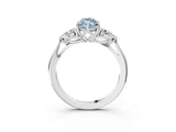 White gold Fancy Blue Marquise Cut Diamond Three-Stone Ring with Pear  Side Stones and Prong Setting_140