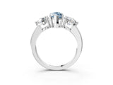 White gold Fancy Blue Marquise Cut Diamond Three-Stone Ring with Prong Setting and Classic Band_156