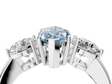 White gold Fancy Blue Marquise Cut Diamond Three-Stone Ring with Prong Setting and Classic Band_156