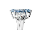 White gold Fancy Blue Marquise Cut Diamond Three-Stone Ring with Prong Setting and Classic Band_157