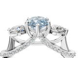 White gold Fancy Blue Marquise Cut Diamond Three-Stone Ring with Prong Setting and Pavé Band_4