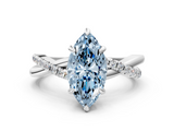 White gold Fancy Blue Marquise  Cut Diamond Twist Band Solitaire with Prong Setting_38