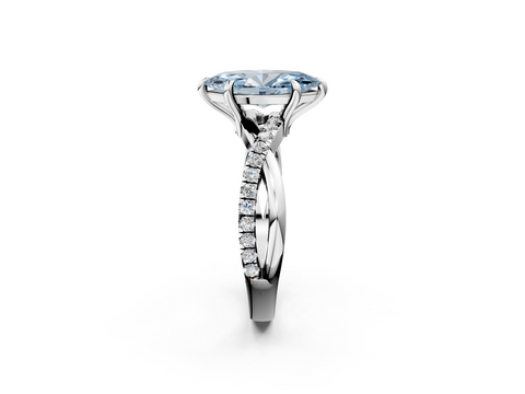 White gold Fancy Blue Marquise  Cut Diamond Twist Band Solitaire with Prong Setting_40
