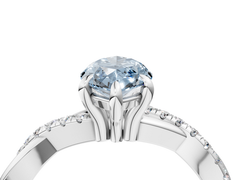 White gold Fancy Blue Marquise  Cut Diamond Twist Band Solitaire with Prong Setting_42