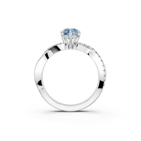 White gold Fancy Blue Marquise  Cut Diamond Twist Band Solitaire with Prong Setting_5