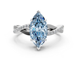 White gold Fancy Blue Marquise  Cut Diamond Twisted Band Engagement Ring with Prong Setting_3