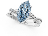 White gold Fancy Blue Marquise  Cut Diamond Twisted Band with Pavé Setting and Four-Prong Setting_58