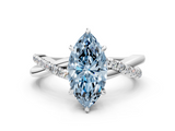 White gold Fancy Blue Marquise  Cut Diamond Twisted Band with Pavé Setting and Four-Prong Setting_59