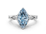 White gold Fancy Blue Marquise  Cut Diamond with Milgrain Marquise and Bezel Accents on a Solitaire Band with Prong Setting_228