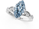 White gold Fancy Blue Marquise  Cut Diamond with Milgrain Marquise and Bezel Accents on a Solitaire Band with Prong Setting_230