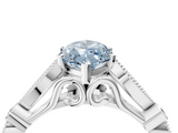 White gold Fancy Blue Marquise  Cut Diamond with Milgrain Marquise and Bezel Accents on a Solitaire Band with Prong Setting_232